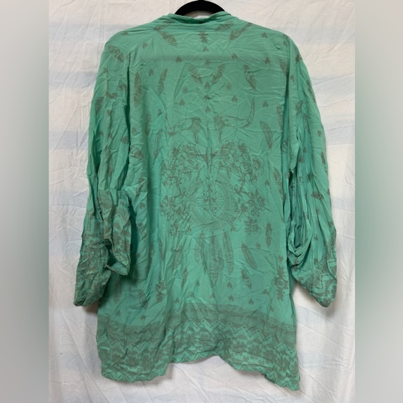 Spell & the Gypsy Collective Skull Tribe Kimono Turquoise - RARE Spell Designs - Picture 11 of 13